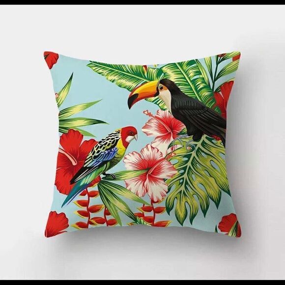 Set of 4 Waterproof Rainforest Jungle Plant Wildlife Throw Pillow Covers - Picture 5 of 5